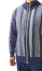 Mens SilverSilk Navy Silver Full Zip Pu Knit Dressy Sport Elegant Jacket 61004