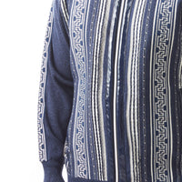 Mens SilverSilk Navy Silver Full Zip Pu Knit Dressy Sport Elegant Jacket 61004