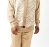 Mens SilverSilk Beige Cream Toggle Full Zip High Collar Dressy Knit Jacket 61006