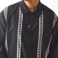 Mens Black Long Sleeve Suede Panel 2 Piece Set Walking Suit SilverSilk 63003