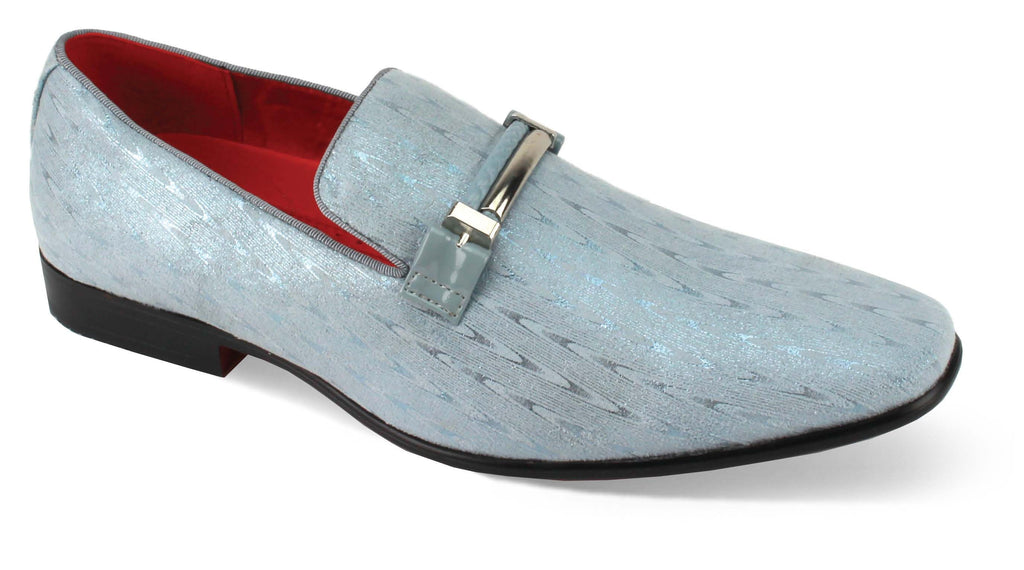 Mens Light Blue Flecked Formal Look Dress Loafers Shoes After