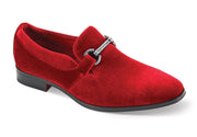 Mens Fire Red Elegance Velvet Dress Loafers Rhinestone Buckle After Midnight 7008