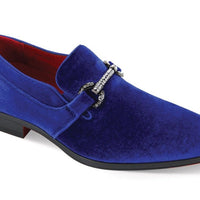Mens Royal Blue Elegance Velvet Dress Loafers Sparkly Buckle After Midnight 7008