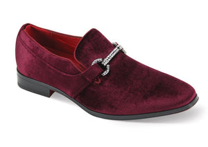 Mens Wine Burgundy Elegance Velvet Dress Loafers Sparkly Buckle After Midnight 7008 9.5