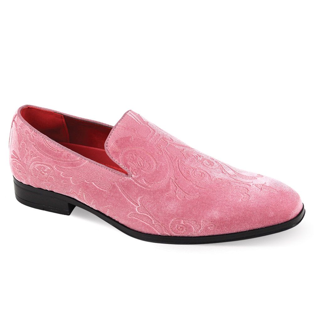 Mens Light Pink Embossed Velvet Dress Prom Wedding Loafer Shoe After Midnight 7017