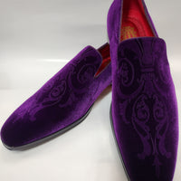 Mens Regal Purple Baroque Embossed Velvet Dress Loafers Shoes After Midnight 7017