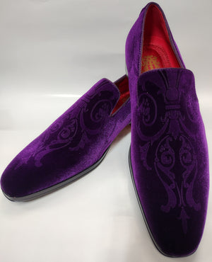 Mens Regal Purple Baroque Embossed Velvet Dress Loafers Shoes After Midnight 7017