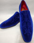 Mens Royal Blue Baroque Embossed Velvet Dress Loafers Shoes After Midnight 7017