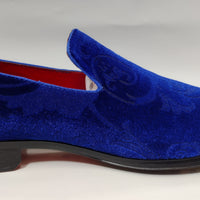 Mens Royal Blue Baroque Embossed Velvet Dress Loafers Shoes After Midnight 7017