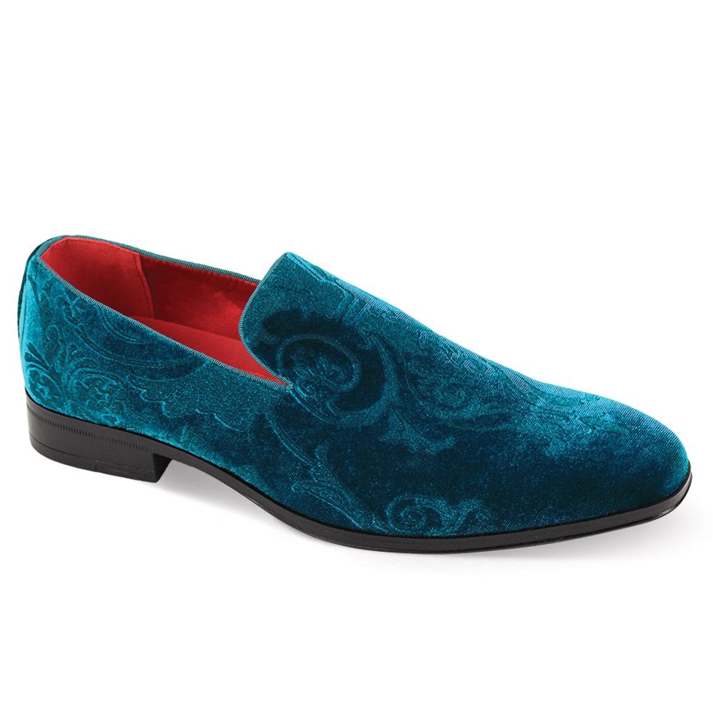 Mens Teal Baroque Embossed Velvet Formal Dress Loafers Shoes After Midnight 7017 13 Mens Teal Baroque Embossed Velvet Formal Dress Loafers Shoes After Midnight 7017 13