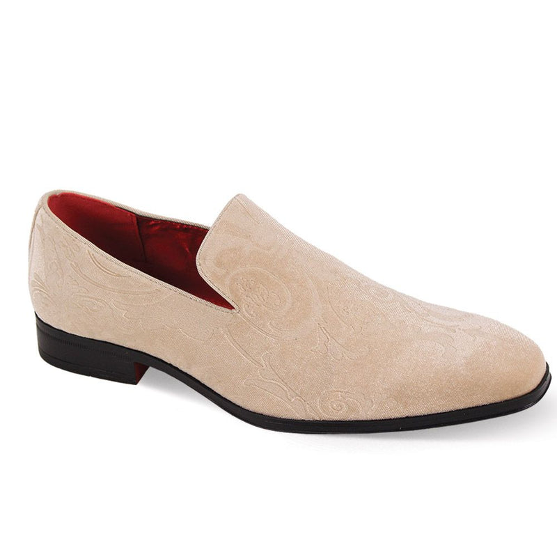 Mens Champagne Beige Baroque Embossed Velvet Dress Loafers Shoes After Midnight 7017 7