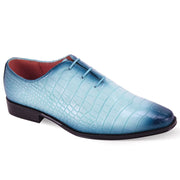 Mens Awesome Light Blue Fade Croc Print Oxford Dress Shoes Antonio Cerrelli Elite 7027