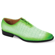 Mens Lime Green Color Fade Croco Print Oxford Dress Shoes Antonio Cerrelli Elite 7027