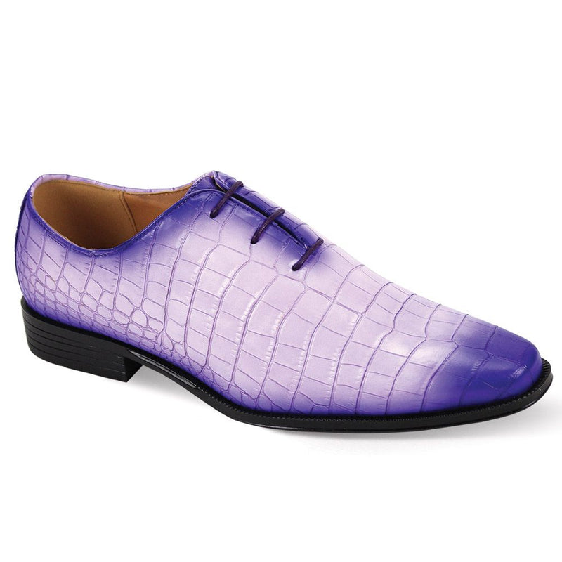 Mens Lavender Purple Color Fade Faux Croc Oxford Dress Shoes