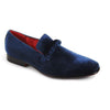 Mens Navy Blue Velvet Formal Loafers with Braided Detail After Midnight 7067