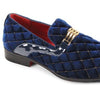 Mens Navy Blue Gold Diamond Quilted Velvet Formal Dress Shoes After Midnight 7045
