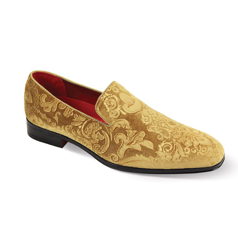 Mens Gold Embellished Velvet Formal Loafers Shoes After Midnight 7046 9 Mens Gold Embellished Velvet Formal Loafers Shoes After Midnight 7046 9