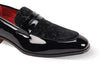Mens Black Embossed Velvet Patent Leather Dress Shoes After Midnight 7048