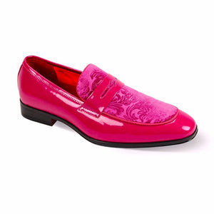 Mens Hot Pink Fuschia Embossed Velvet Patent Leather Dress Shoes After Midnight 7048