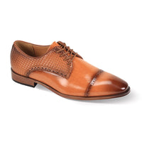 Mens Cognac Brown Basket Weave Cap Toe Oxford Dress Shoes Antonio Cerrelli 7052