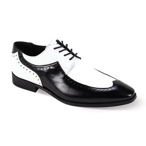 Mens Vintage Style Black White Wingtip Dress Shoes Antonio Cerrelli 7054 10.5 Mens Vintage Style Black White Wingtip Dress Shoes Antonio Cerrelli 7054 10.5