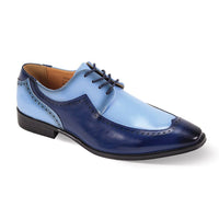 Mens Navy Blue + Sky Vintage Fashion Wingtip Dress Shoes Antonio Cerrelli 7054
