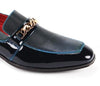 Mens Deep Blue Shiny Patent Leather Dress Shoes Gold Buckle After Midnight 7071