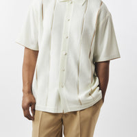 Mens SilverSilk Cream + Tan Summer Knit 2PC Shirt and Pants Walking Suit 71007