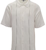Mens SilverSilk White + Pink Dressy Summer Knit 2PC Shirt and Pants Walking Suit 71007
