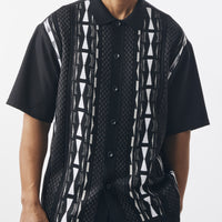 Mens Walking Leisure Suit Black White Dressy Knit Fabric by SilverSilk 71032