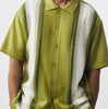 Mens SilverSilk Bright Green Classy Knit 2 Piece Shirt and Pants Walking Leisure Suit 71044