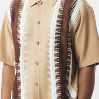 Mens Earth Tone Beige Brown Elegant Knit 2Pc Shirt Pant Walking Suit SilverSilk 71044