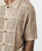 Mens Stacy Adams Beige Dressy Summer Knit See-Through Button Down S/S Shirt 71059