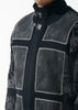 Mens SilverSilk Black Gray Leather Patch Zip Designer Knit Jacket 81020