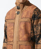 Mens SilverSilk Cognac Brown Leather Patch Zip Designer Knit Jacket 81020