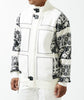 Mens SilverSilk Winter White Leather Patch Zip Designer Knit Jacket 81020