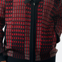 Mens SilverSilk Black Red Shawl Collar Buckle Detail Full Zip Knit Jacket 81021