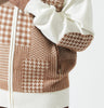 Mens SilverSilk Cream Tan Houndstooth Knit Jacket w/ Elbow Patch 81025