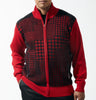 Mens SilverSilk Red Black Houndstooth Knit Jacket w/ Elbow Patch 81025