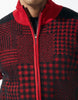 Mens SilverSilk Red Black Houndstooth Knit Jacket w/ Elbow Patch 81025