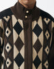 Mens SilverSilk Classy Deep Brown Argyle Full Zip Knit Jacket 81026