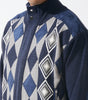 Mens SilverSilk Classy Navy Blue + Gray Argyle Full Zip Knit Jacket 81026