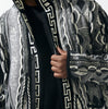 Mens SilverSilk Black White Heavy Knit Sweater Jacket w/ Hoody 82402