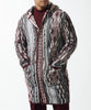 Mens SilverSilk Gray Burgundy Car Coat Sweater Jacket w/ Hoody 82402