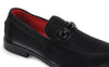 Mens Black Exotic Textured Slip-On Dressy Loafers Buckle Detail The Ashford - 4