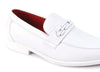 Mens White Exotic Textured Slip-On Dressy Loafers Buckle Detail Matching Sole The Ashford - 4