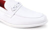 Mens White Exotic Textured Slip-On Dressy Loafers Buckle Detail Matching Sole The Ashford - 4