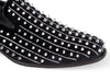 Mens Black Velvet Silver Spikes Rhinestone Loafers Shoes After Midnight Harvie