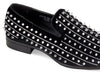 Mens Black Velvet Silver Spikes Rhinestone Loafers Shoes After Midnight Harvie