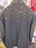 Mens Black Sparkling Gold Rhinestones Collarless Nehru Dress Jacket Blazer LOUIS VINO LVB6